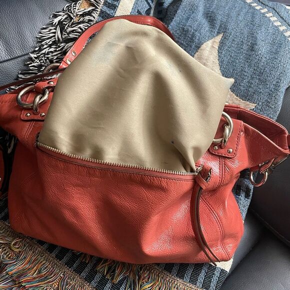 Coach coral/apple charm tote Leather handBag 14925 - Picture 10 of 12